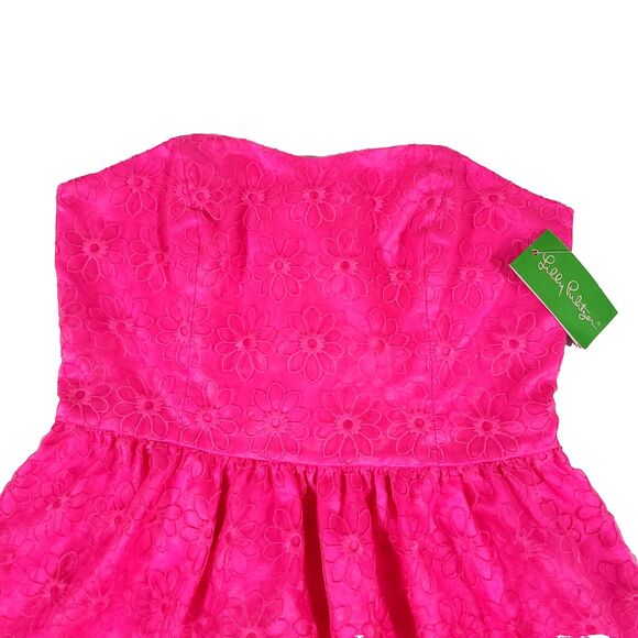 lilly pulitzer Payton floral organza Dress 8 NWT Pop Pink Strapless sweetheart - Picture 7 of 16